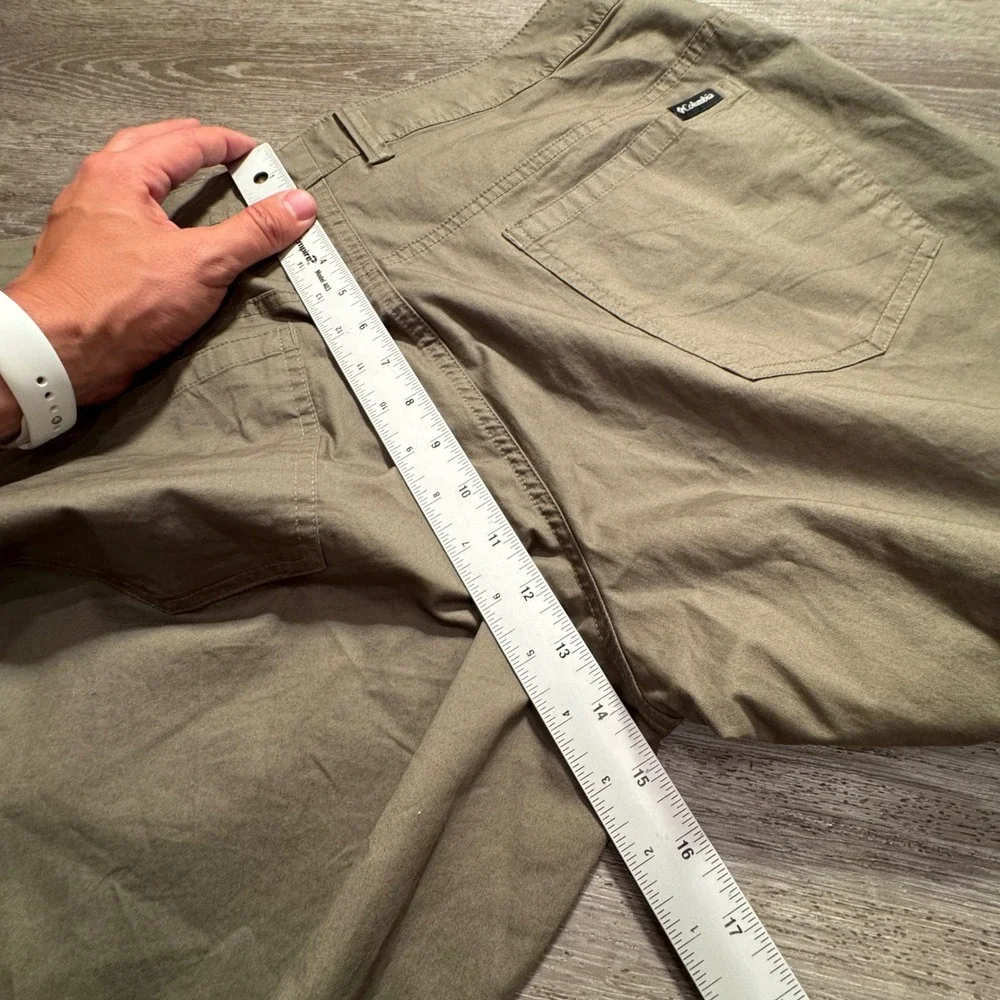 Columbia Pants Men 34 Green Cotton Stretch Regular Fit Hiking Trail AM0449 36x30